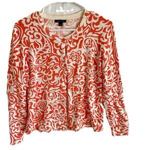 Tommy Hilfiger Women's Button up Sweater Red Cream L
